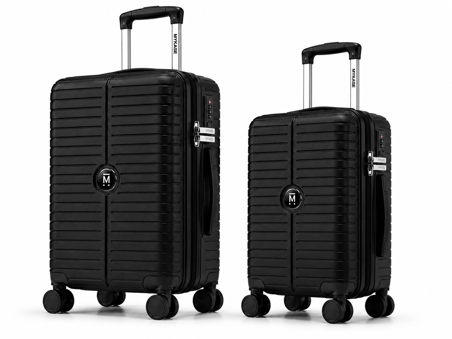MYKASE Miami Series 8 Wheels Set of 2 (Cabin + Medium) Trolley Bags, 100% Virgin Polypropylene, 360 Spinner Strong & Durable Wheels, Anti-Theft Zippers, 3-Year Warranty