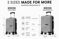 MYKASE Oxford Series set of 2 dimensions - 55cm cabin and 65cm check-in