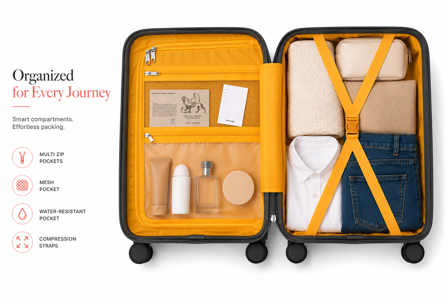 MYKASE Oxford Series 8 Wheel 65 cm Check in Trolley Bag, 100% Virgin Polypropylene, 360o Spinner Strong & Durable Wheels, Anti-Theft Zippers, 3-Year Warranty, Cabin Size