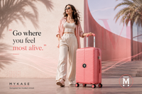 MYKASE trolley bag detail — Salmon Pink