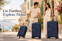 Traveler with MYKASE Oxford Set of 3 luggage — Cosmic Blue
