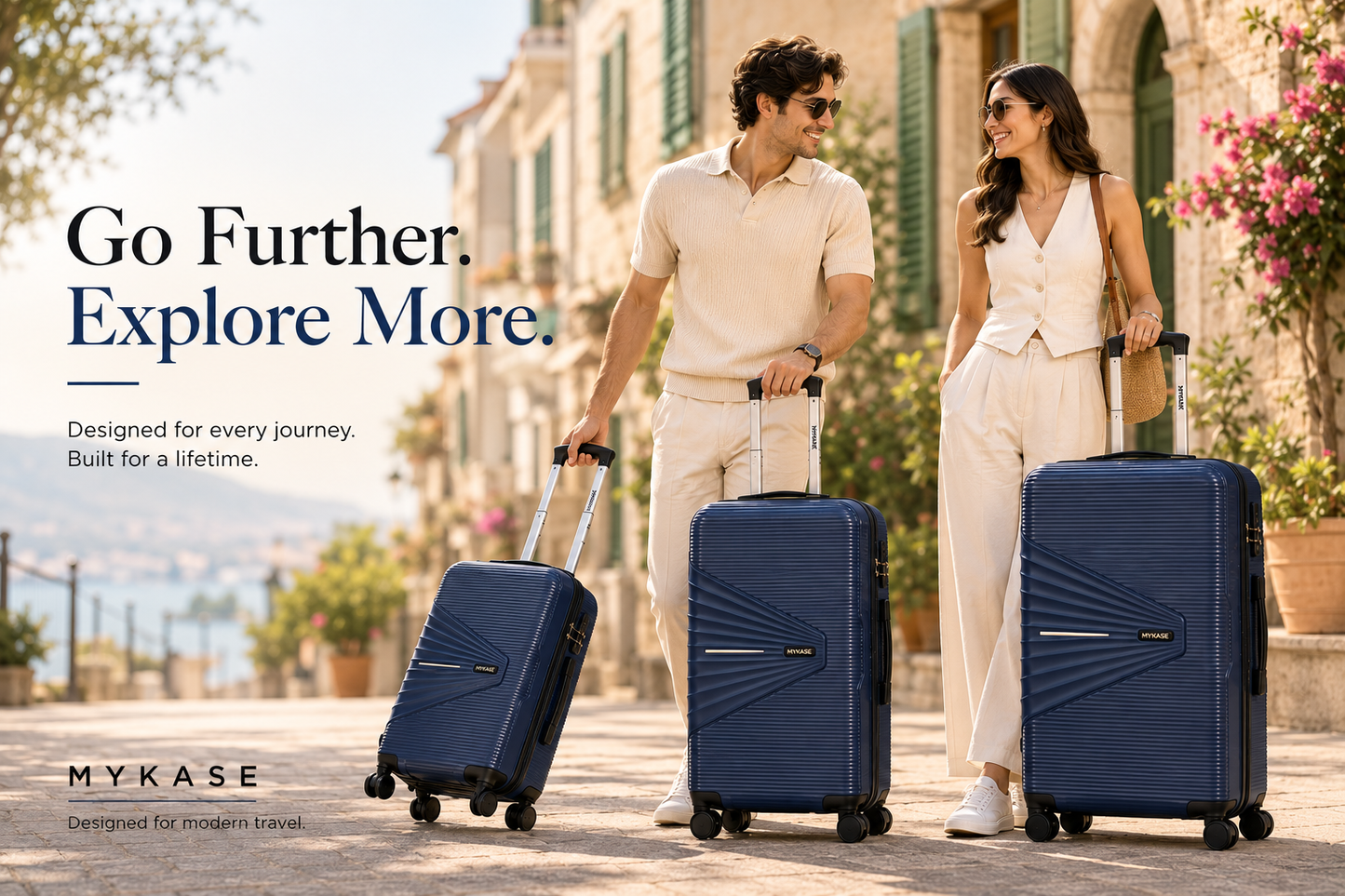 MYKASE Oxford Series 8 Wheels Set of 2 (Cabin + Medium) Trolley Bags, 100% Virgin Polypropylene, 360 Spinner Strong & Durable Wheels, Anti-Theft Zippers, 3-Year Warranty